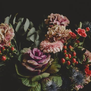 Bunch of flowers on a dark background