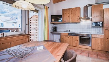 Küche im Apartment Typ B mit eigener Sauna im Margarethenstein