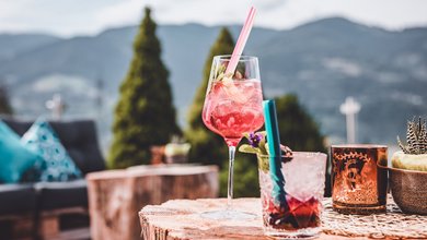 Summer drinks in the Panorama Restaurant in Kaprun