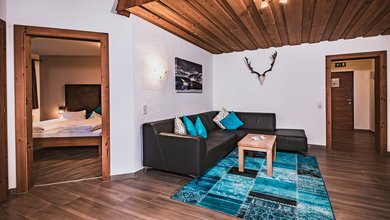 Küche und Wohnbereich im Apartment Typ C mit privater Sauna im Margarethenstein 