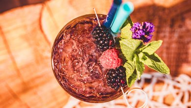 Summer drinks in the Panorama Restaurant in Kaprun