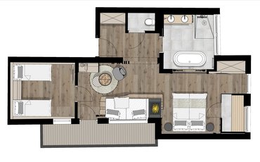 Floor plan for the Top of M deluxe suite in the Margarethenstein